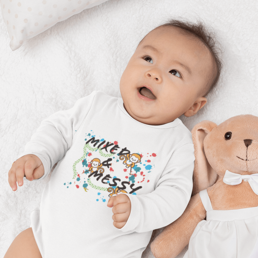 Organic Short Sleeve Baby Bodysuit - Mixed & Messy