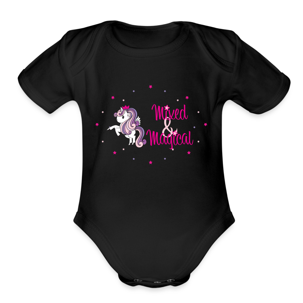 Organic Short Sleeve Baby Bodysuit - black