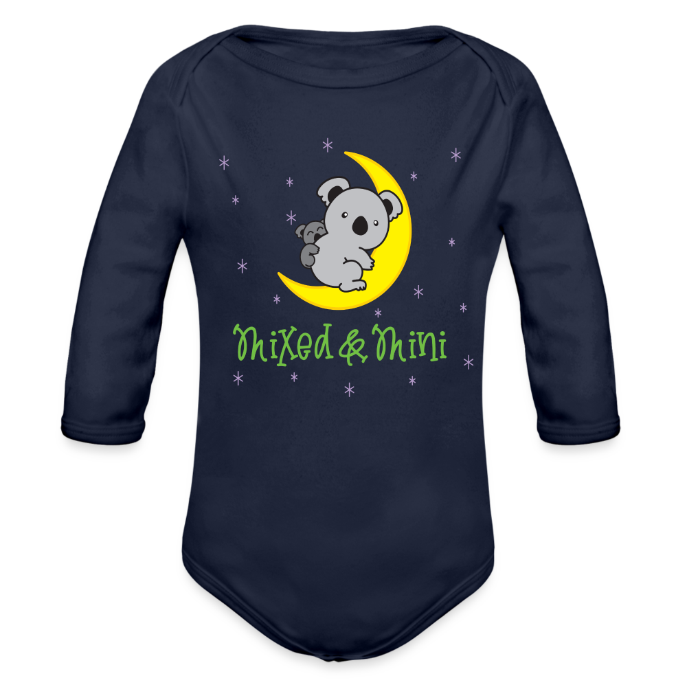 Organic Long Sleeve Baby Bodysuit-Mixed & Mini - dark navy