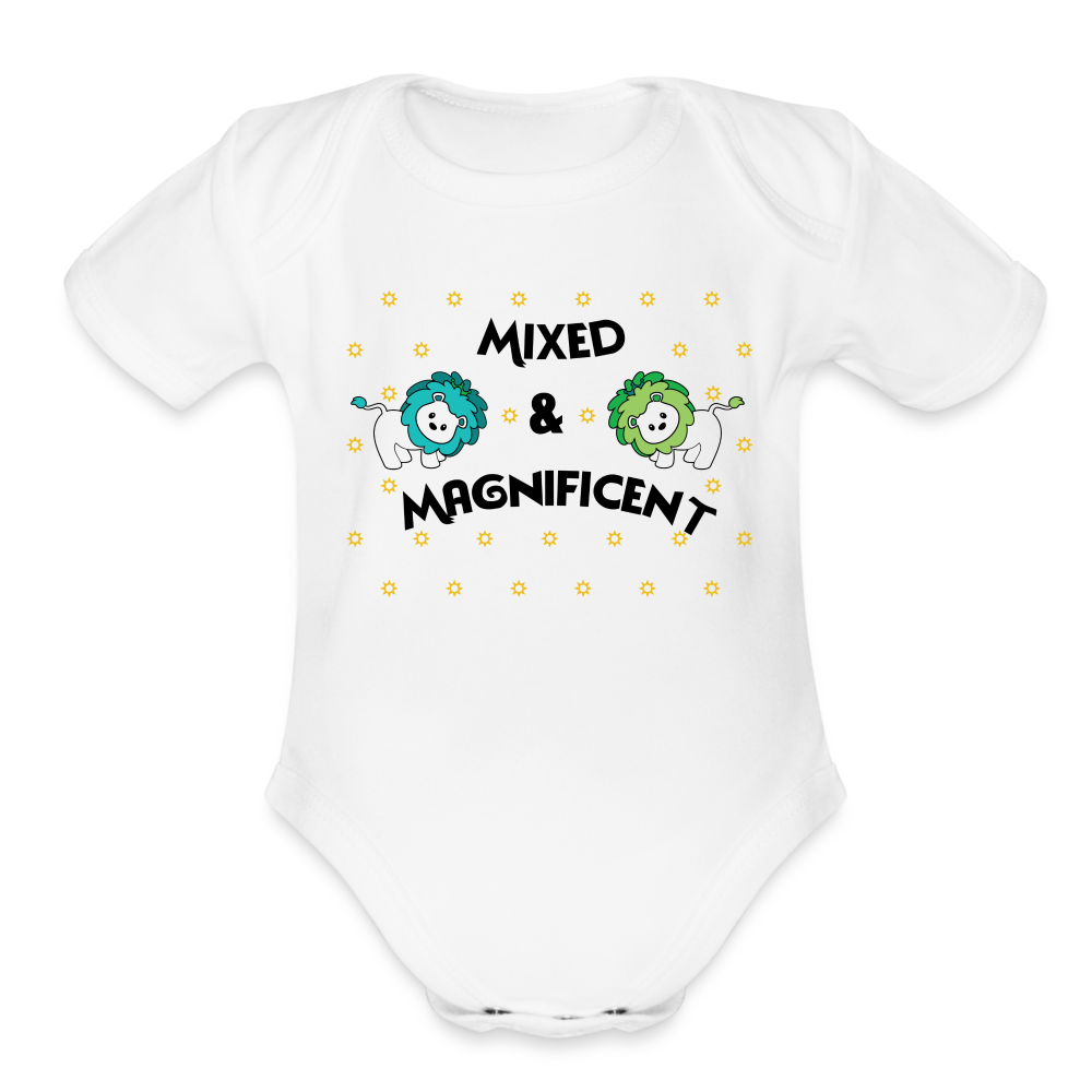 Organic Short Sleeve Baby Bodysuit - Mixed & Magnificent - white