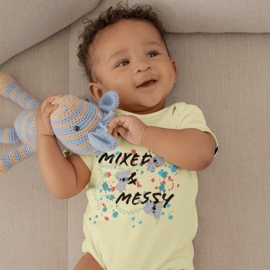 Organic Short Sleeve Baby Bodysuit - Mixed & Messy