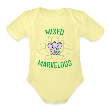 Organic Short Sleeve Baby Bodysuit - washed yellow