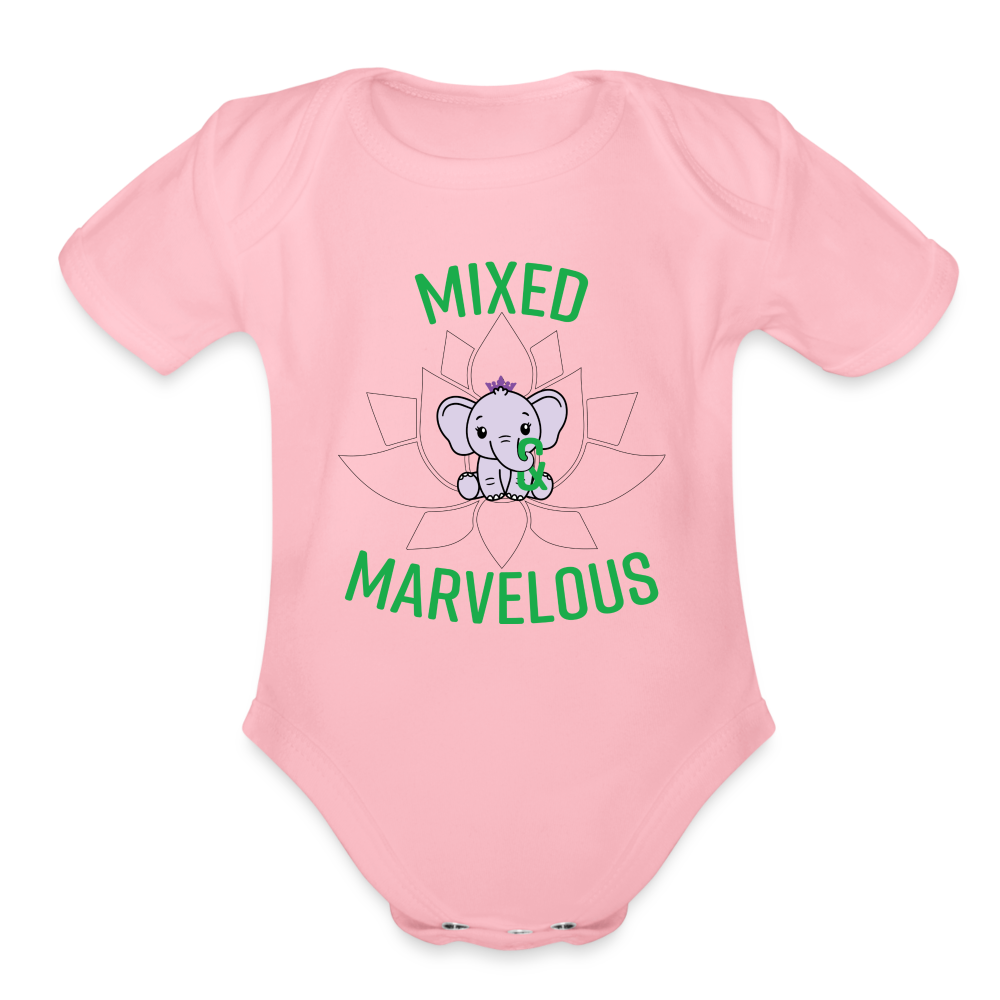 Organic Short Sleeve Baby Bodysuit - light pink