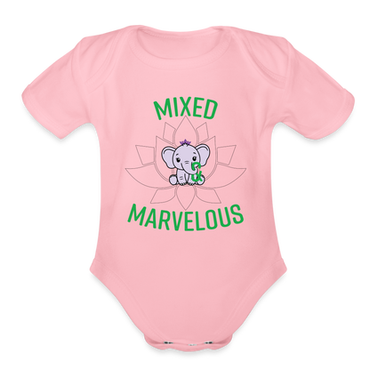 Organic Short Sleeve Baby Bodysuit - light pink