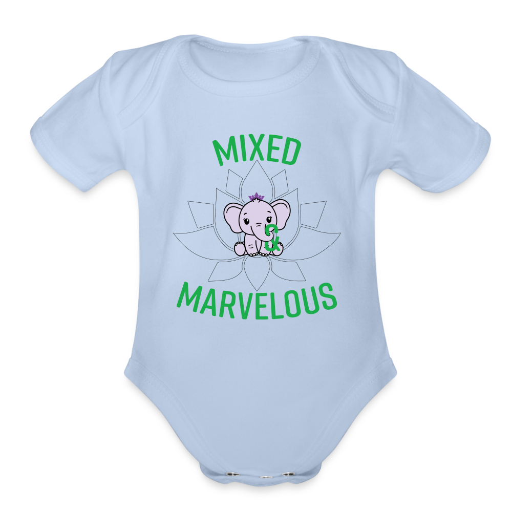 Organic Short Sleeve Baby Bodysuit - sky