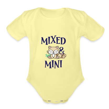 Organic Short Sleeve Baby Bodysuit - washed yellow