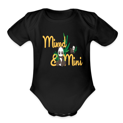 Organic Short Sleeve Baby Bodysuit-Mixed & Mini-Mama & Baby Panda - black