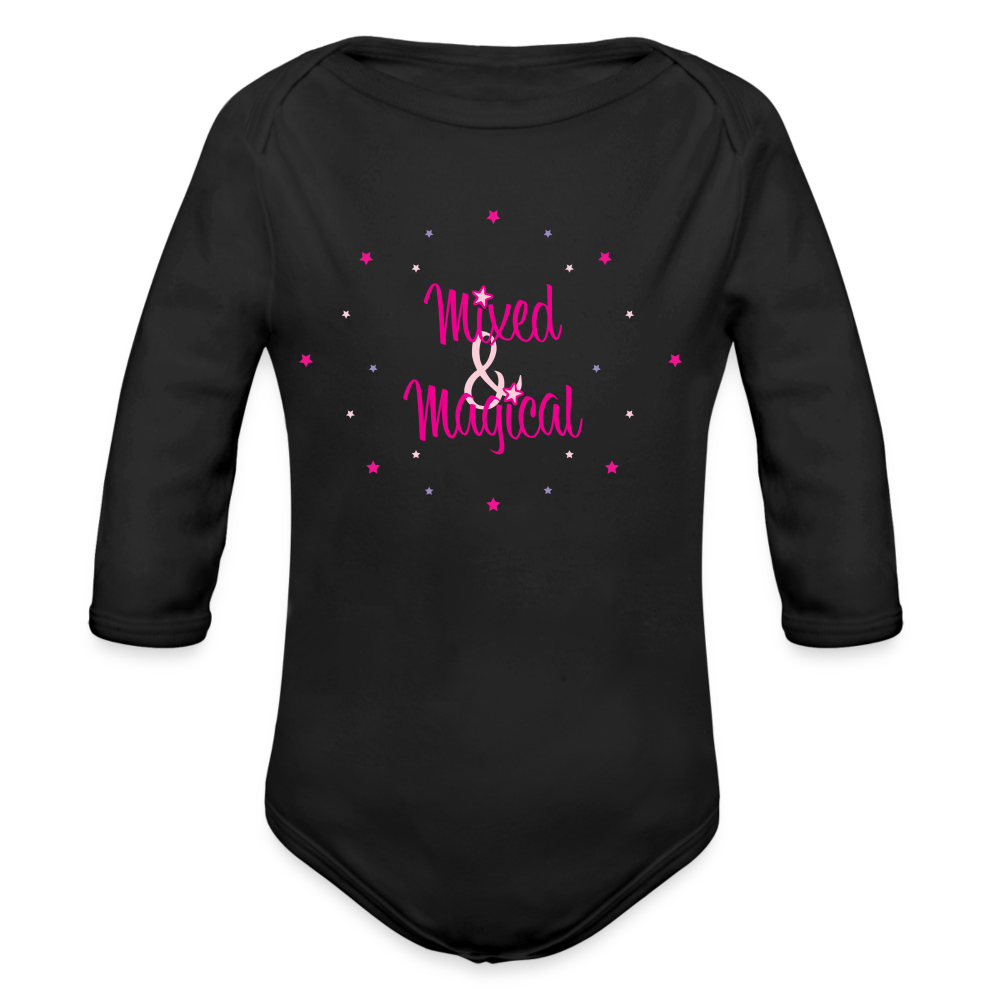 Organic Long Sleeve Baby Bodysuit - Mixed & Magical - black