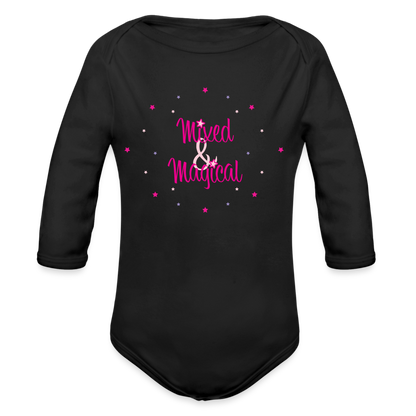 Organic Long Sleeve Baby Bodysuit - Mixed & Magical - black